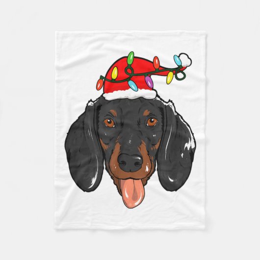 Couverture Polaire Santa Dachshund Light Christmas (Devant)