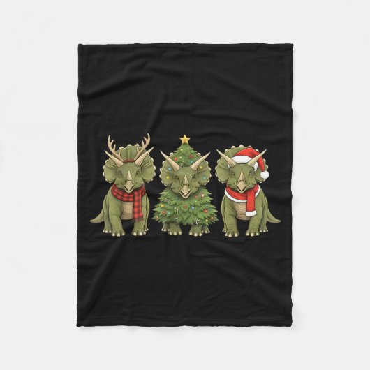 Couverture Polaire Santa Dinosaur Christmas Tree Triceratops Lover Xm (Devant)