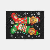 Couverture Polaire Santa Elf Golden Retriever Dog In Christmas Socks (Devant (Horizontal))