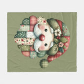 Couverture Polaire Santa folklorique patchwork fantaisiste de Noël (Devant (Horizontal))