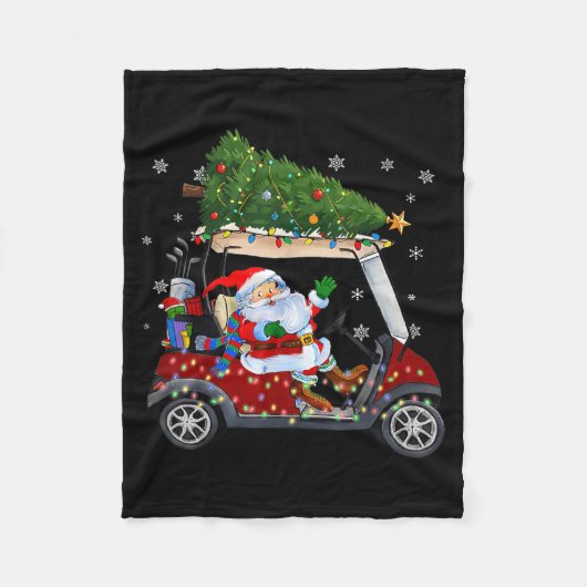 Couverture Polaire Santa Golf Cart Christmas Tree Lights Xmas Golfer  (Devant)
