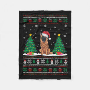 Couverture Polaire Santa Hat Belge Malinois Chien Xmas Arbre Lumière