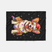 Couverture Polaire Santa Hat Corgi Noël Éclairage Corgi Chien Noël (Devant (Horizontal))