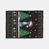 Couverture Polaire Santa Hat Greyhound Chien Noël Lumières des arbres (Devant (Horizontal))
