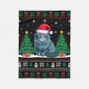 Couverture Polaire Santa Hat Ragdoll Chat Noël Les lumières de l'arbr