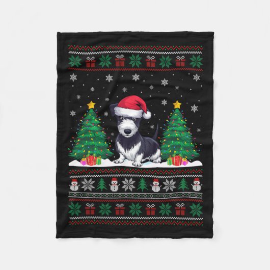 Couverture Polaire Santa Hat Rat Terrier Chien de Noël Lumières Arbre (Devant)