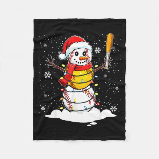 Couverture Polaire Santa Hat Snowman Xmas Funny Baseball Softball Chr (Devant)