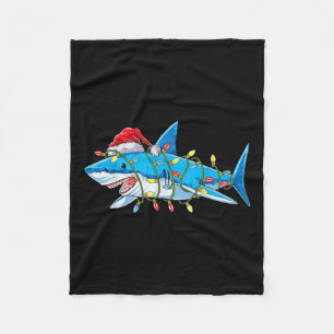 Couverture Polaire Santa Jaws Shark Christmas Lights Merry Sharkmas X