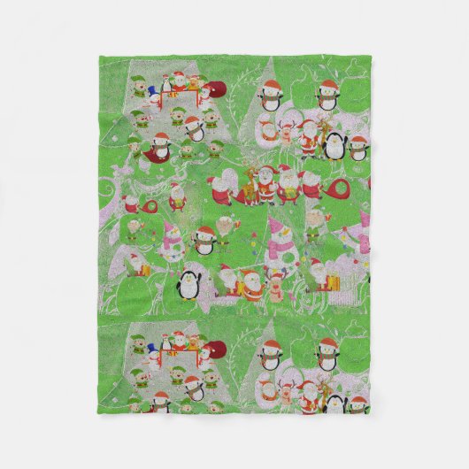 Couverture Polaire Santa Magical Green New Year  (Devant)