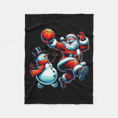 Couverture Polaire Santa Playing Basketball With A Snowman Christmas (Devant)