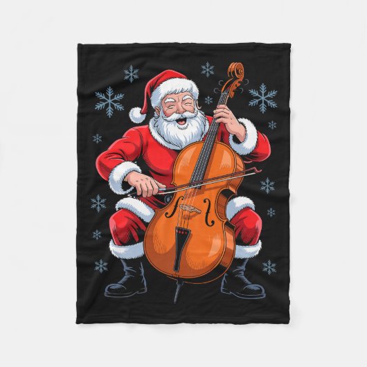 Couverture Polaire Santa Playing Cello Funny Holiday Chrismas Xmas Pa (Devant)