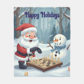 Couverture Polaire Santa playing chess with a snowman Fleece Blanket (Devant)