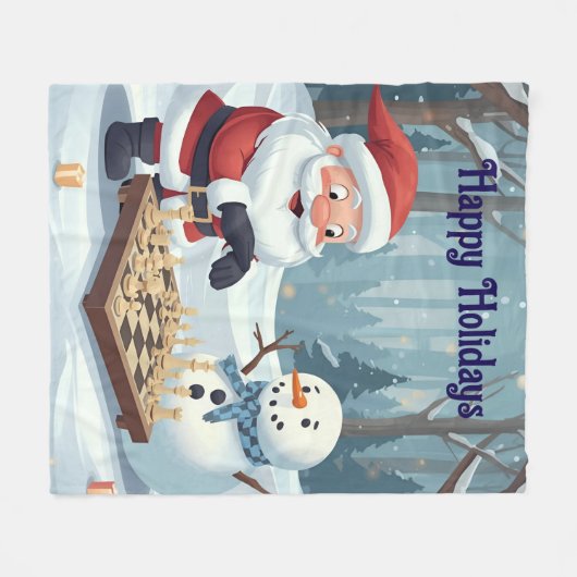 Couverture Polaire Santa playing chess with a snowman Fleece Blanket (Devant (Horizontal))