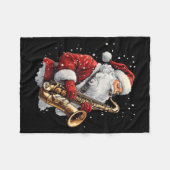 Couverture Polaire Santa Playing Saxophone Xmas Musician Saxophonist  (Devant (Horizontal))