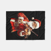 Couverture Polaire Santa Playing Violin Funny Violin Player Violinist (Devant (Horizontal))