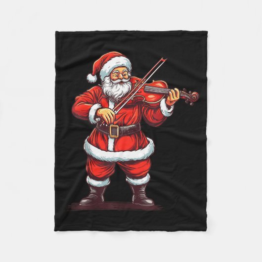 Couverture Polaire Santa Playing Violin Funny Violinist Violin Player (Devant)