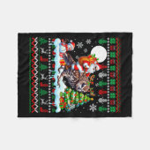 Couverture Polaire Santa Riding Reindeer Owl Sweater Xmas Tree Snowma (Devant (Horizontal))