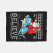 Couverture Polaire Santa Riding Shark Ugly Christmas Sweater Believe (Devant (Horizontal))