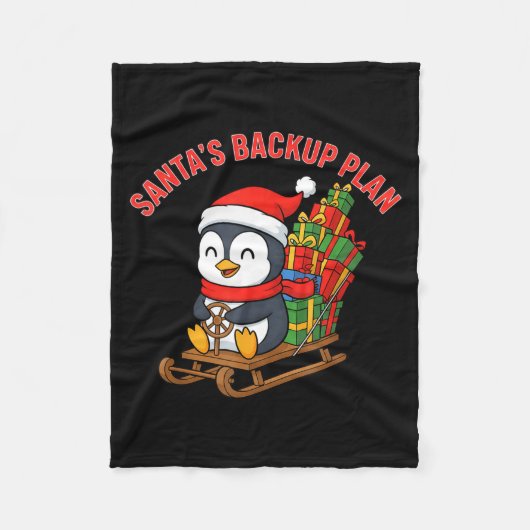 Couverture Polaire Santa’s Backup Plan Cute Penguin Christmas Design (Devant)