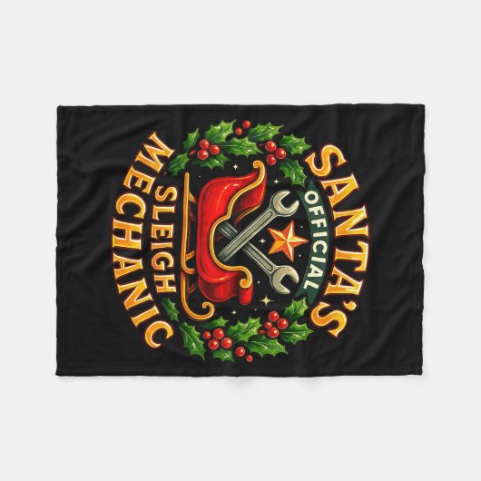 Couverture Polaire Santa’s Sleigh Mechanic Funny Christmas Design (Devant (Horizontal))