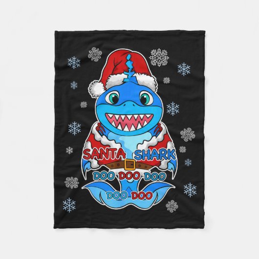 Couverture Polaire Santa Shark, Shark In A Santa Suit, Christmas Shar (Devant)