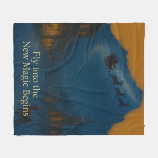 Couverture Polaire Santa Sleigh Night Sky Christmas Magic New Year (Devant (Horizontal))