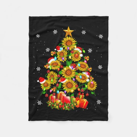 Couverture Polaire Santa Sunflower Christmas Tree Xmas Lights Santa S (Devant)