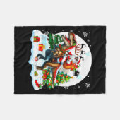 Couverture Polaire Santa Sungles Riding T-rex Reindeer Christmas Snow (Devant (Horizontal))