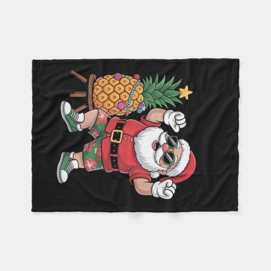 Couverture Polaire Santa With Pineapple Christmas Tree In Summer Time (Devant (Horizontal))