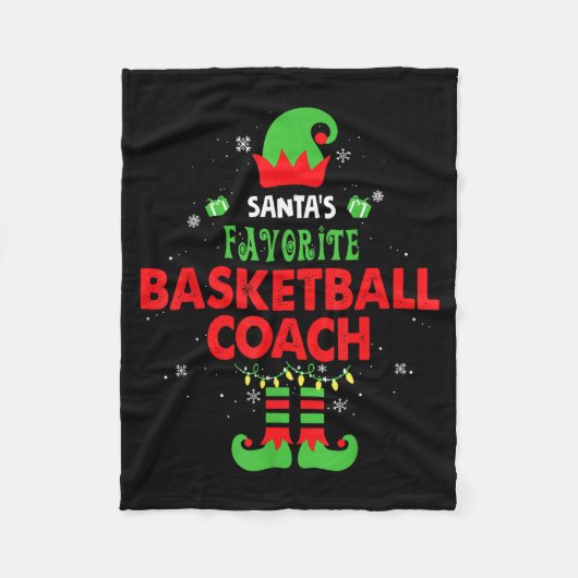 Couverture Polaire Santa's Favorite Basketball Coach Funny Elf Family (Devant)