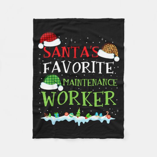 Couverture Polaire Santa's Favorite Maintenance Worker Fun Christmas  (Devant)