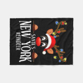 Couverture Polaire Santas New York Reindeer Funny Xmas Matching Pjs (Devant (Horizontal))