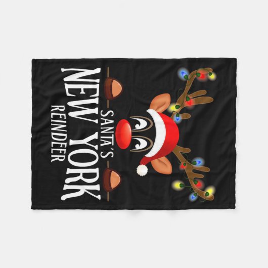 Couverture Polaire Santas New York Reindeer Funny Xmas Matching Pjs (Devant (Horizontal))