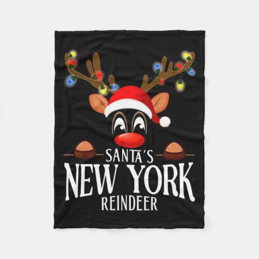 Couverture Polaire Santas New York Reindeer Funny Xmas Matching Pjs (Devant)