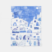 Couverture Polaire Santorin Grec Ile Aquarelle Townscape (Devant)