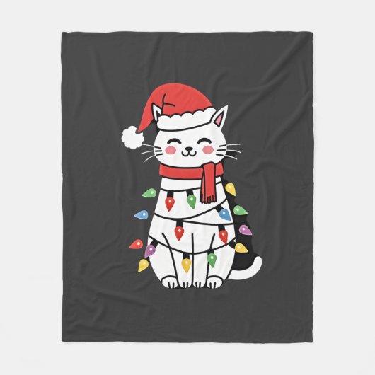 Couverture Polaire Sapin de Noël Chat Noël (7) (Devant)