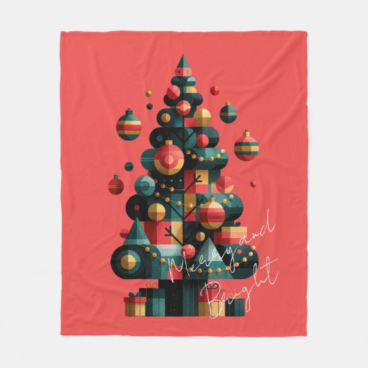 Couverture Polaire Sapin de Noël géométrique (Devant)