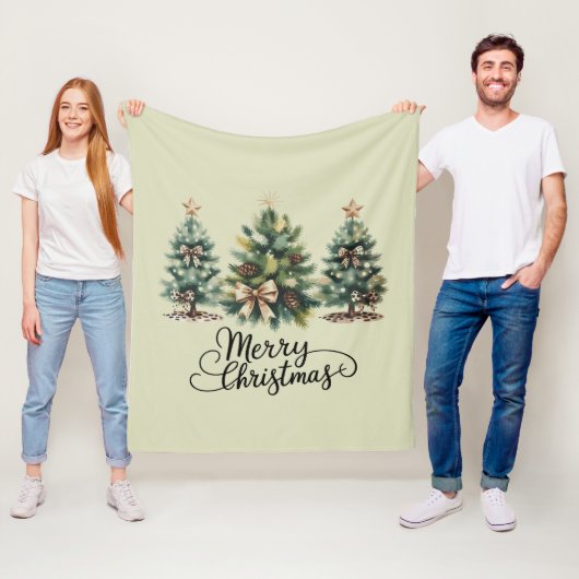 Couverture Polaire Sapin de Noël joyeux léopard Coquette Bow Noël (En situation)