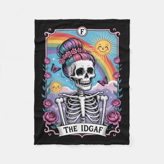 Couverture Polaire Sarcastic Skeleton The Idgaf Funny Tarot Card Goth (Devant)
