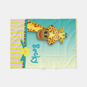 Couverture Polaire Sarcelle d'hiver jaune mignonne drôle de la girafe (Devant (Horizontal))