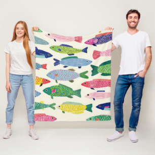 Couverture Polaire Sardines Colorés Motif Sans Couture (1)