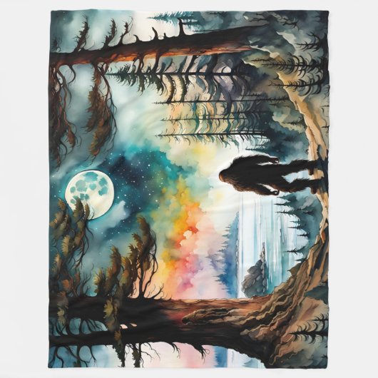 Couverture Polaire Sasquatch debout sous le clair de lune (Devant)