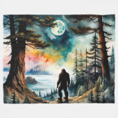 Couverture Polaire Sasquatch debout sous le clair de lune (Devant (Horizontal))
