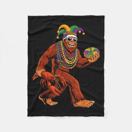 Couverture Polaire Sasquatch Mardi Gras Bigfoot Parade Beads King Cak (Devant)