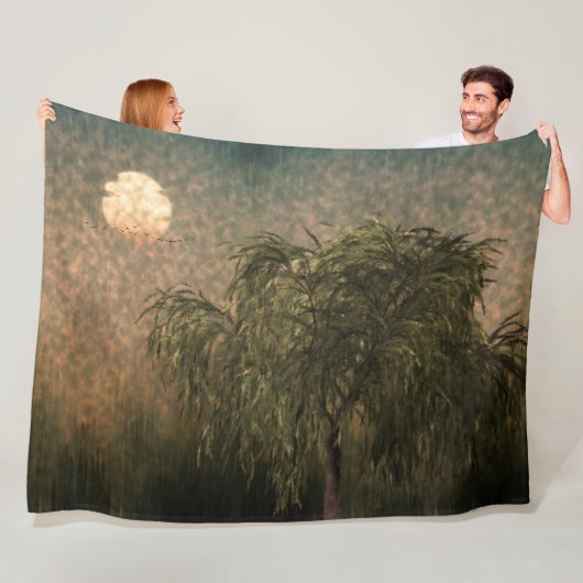 Couverture Polaire Saule au coucher du soleil (En situation)