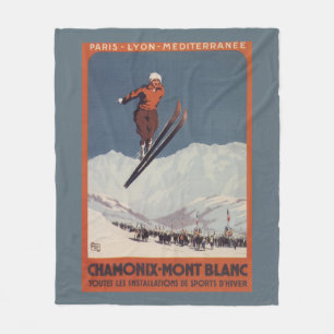 Couverture Polaire Saut à skis - affiche olympique de promo de PLM