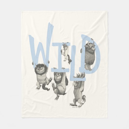 Couverture Polaire SAUVAGE | Wild Things et Max - Bleu (Devant)
