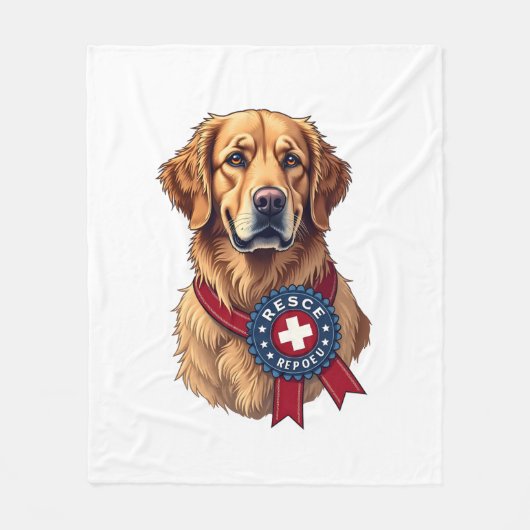 Couverture Polaire Sauvetage de Golden Retriever Patriotique Vintage  (Devant)