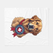 Couverture Polaire Sauvetage de Golden Retriever Patriotique Vintage  (Devant (Horizontal))