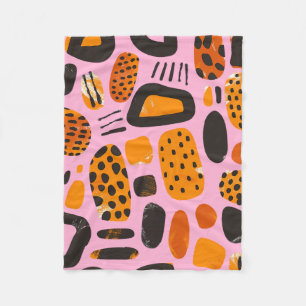 Couverture Polaire "Savanna Pop : Vibes tribales en orange et noir"